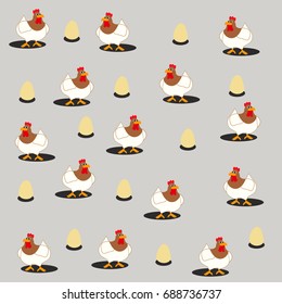 chicken and egg seamless pattern. vector cartoon illustration