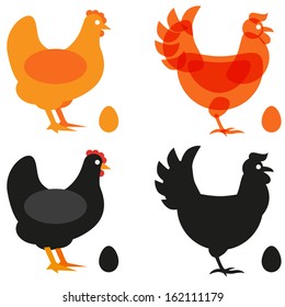 Chicken and egg set in vector