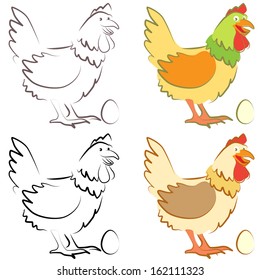Chicken and egg set in vector