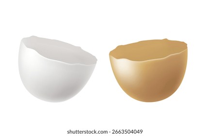 Casca de ovo de galinha. Clipart 3D vetorial isolado no fundo branco. 