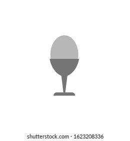 Chicken egg sign. Black line icon with gray shifted flat filled icon on white background. Illustration.