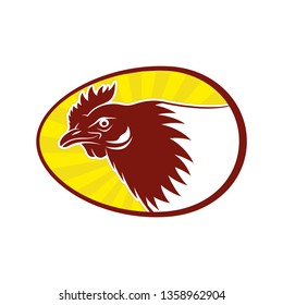 Chicken egg sign with chicken on white background.