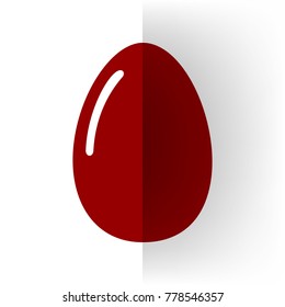 Chicken egg sign. Vector. Bordo icon on white bending paper background.