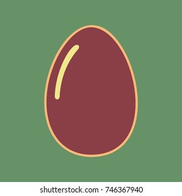 Chicken egg sign. Vector. Cordovan icon and mellow apricot halo with light khaki filled space at russian green background.