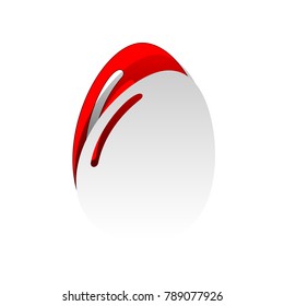 Chicken egg sign. Vector. Detachable paper icon with red body stock. Isolated.