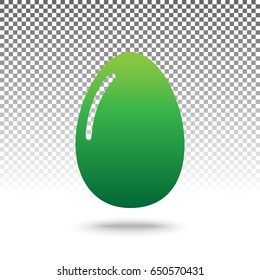 Chicken egg sign. Vector. Green gradient icon with shadow at bottom on transparent and white background.