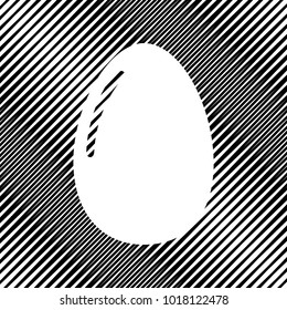 Chicken egg sign. Vector. Icon. Hole in moire background.