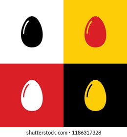 Chicken egg sign. Vector. Icons of german flag on corresponding colors as background.