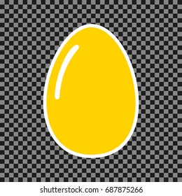 Chicken egg sign. Vector. Yellow icon with white contour on dark transparent background.