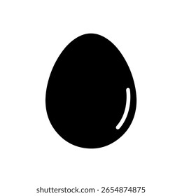 Ilustración plana del Vector del icono de la silueta del huevo de pollo sobre fondo blanco.