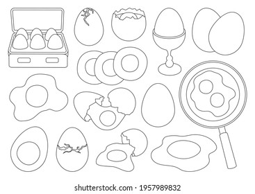 Chicken egg vector outline set icon. Vector illustration farm poultry on white background . Isolated outline set icon chicken egg.