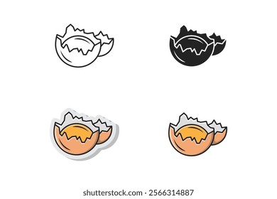 chicken egg vector split into two made in various styles