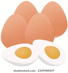 chicken eggs, brown eggs, boiled eggs, cooked eggs, egg whites, egg yolks