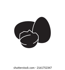 Chicken eggs color line icon. Cutting meat. Pictogram for web page, mobile app, promo.