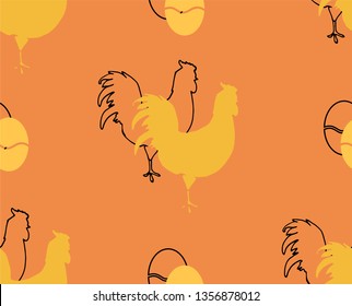 Chicken and eggs design. Seamless pattern vector. For decoration, poster, warpping and print.