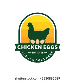 Chicken eggs farm logo design vector