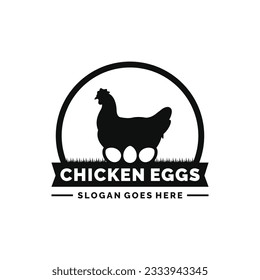 Chicken eggs farm logo design vector