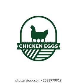Chicken eggs farm logo design vector