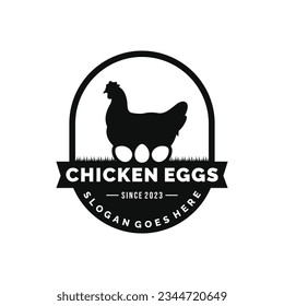 Chicken eggs farm logo design vector