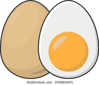 Chicken eggs. Hard boiled egg.