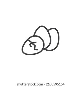 Chicken eggs line icon. linear style sign for mobile concept and web design. Cracked chicken egg outline vector icon. Symbol, logo illustration. Vector graphics