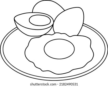 chicken eggs  line vector illustration isolated on white background
