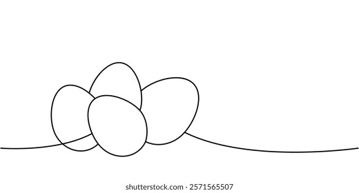 Chicken eggs one line continuous drawing. Organic farm product. Vector illustration