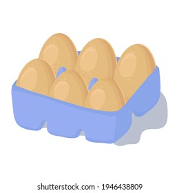 Chicken eggs in a package. Color vector flat illustration isolated on a white background.