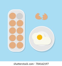 chicken eggs in package,bowl and crack eggs. vector illustration
