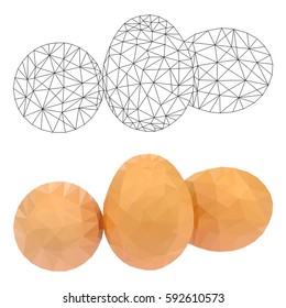 Chicken eggs. Polygonal illustration. Vector isolated on white background