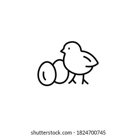 Chicken and eggs simple thin line icon vector illustration