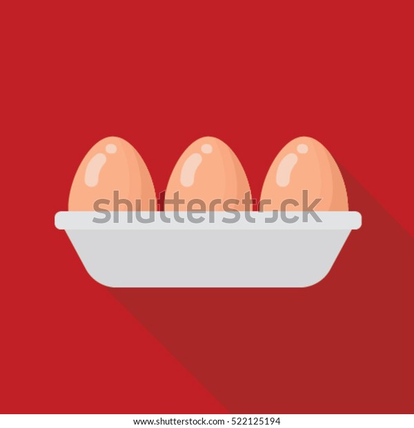 Chicken Eggs Tray Flat Icon Long Stock Vector Royalty Free