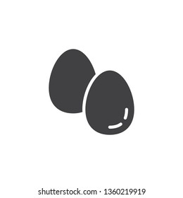 Chicken eggs vector icon. Raw egg filled flat sign for mobile concept and web design. Two egg glyph icon. Agriculture symbol, logo illustration. Pixel perfect vector graphics