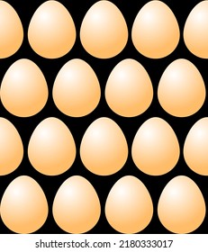 Chicken eggs white, symmetrically located. Seamless pattern on a black background