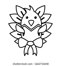 chicken with eggshell on white background vector illustration design