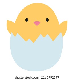 Chicken in an eggshell. Vector illustration isolated on white background