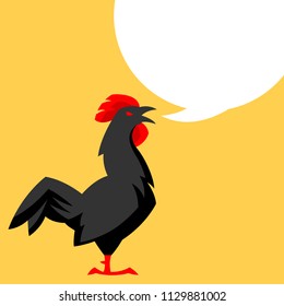 Chicken emblem. Stylized illustration of black cock.