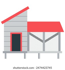 Chicken enclosure vector cartoon illustration isolated on a white background.