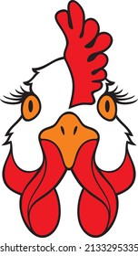 Chicken face color vector illustration