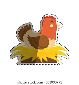 chicken farm animal icon vector illustration graphic design