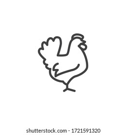 Chicken farm animal line icon. linear style sign for mobile concept and web design. Livestock, chicken side view outline vector icon. Symbol, logo illustration. Vector graphics