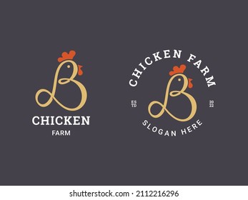 Chicken Farm with B Letter Initial logo template