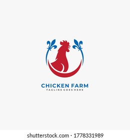 Chicken Farm Badge Illustration Vector Logo.