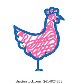 chicken farm bird doodle icon sketch vector. chicken farm bird sign. isolated symbol illustration