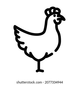 chicken farm bird line icon vector. chicken farm bird sign. isolated contour symbol black illustration