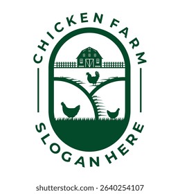 Chicken Farm emblem logo design vector template. Vintage Farm logo design icon