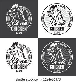 Chicken farm emblem on white background.. Vector illustration