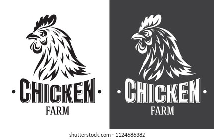 Chicken farm emblem on white background.. Vector illustration