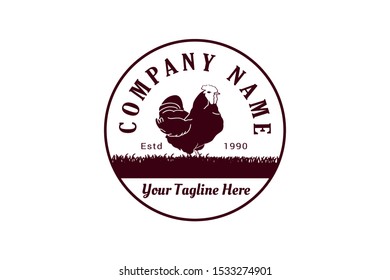 chicken farm or hen poultry logo template on white background