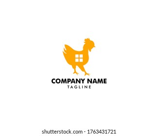 Chicken farm house logo design vector illustration, Chicken coop logo